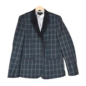 *Minor Flaws* Penguin Men’s 100% Wool Plaid Tuxedo Blazer Size M | Black Satin